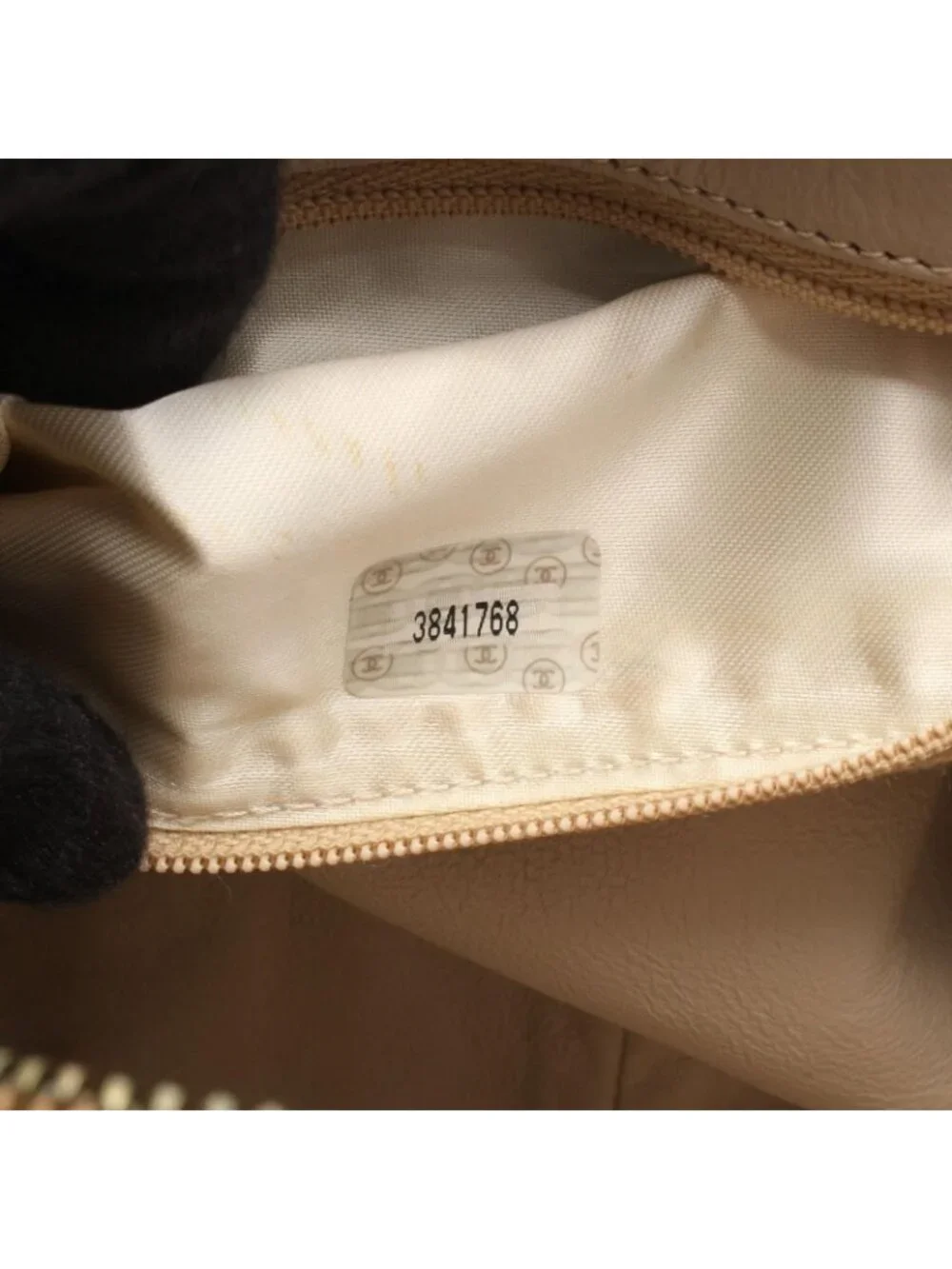 Chanel Shoulder Bag Quilted Beige Caviar Leather Chain